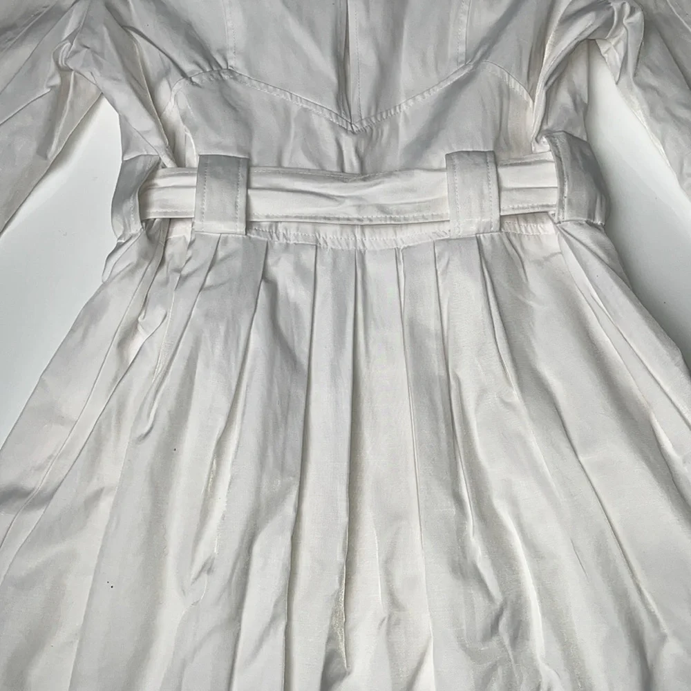Guess White Medium Cut Trench Coat Collared 3/4 Length Sleeve & Belted Jacket L - Picture 8 of 11